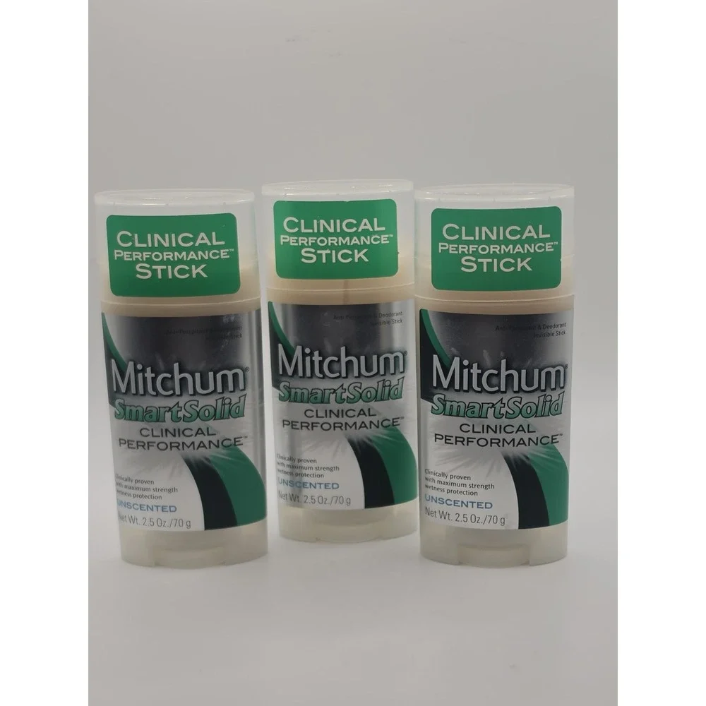 Lot X 3 Mitchum Smart Solid Clinical Performance Unscented Deo 2.5 Oz Cracked